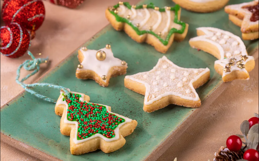 Biscoito natalino amanteigado e decorado