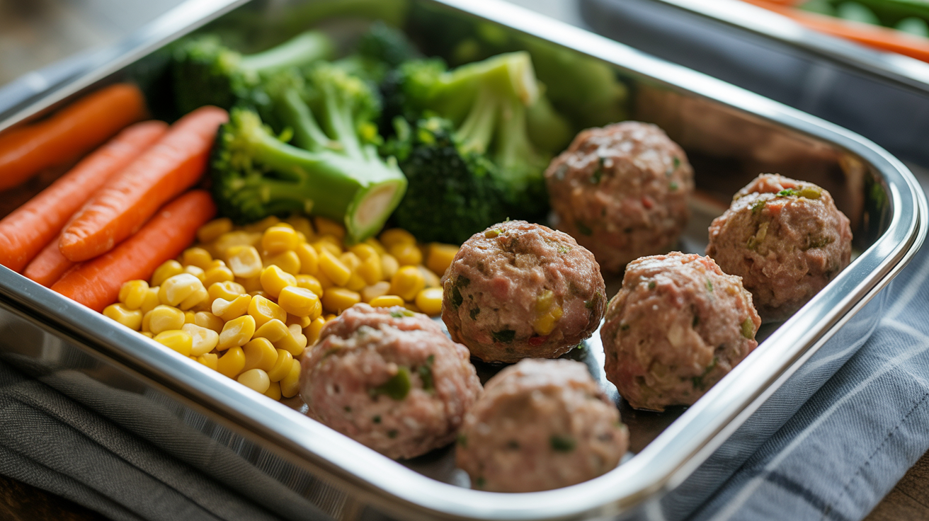 Almôndegas de Carne com Legumes na Marmita