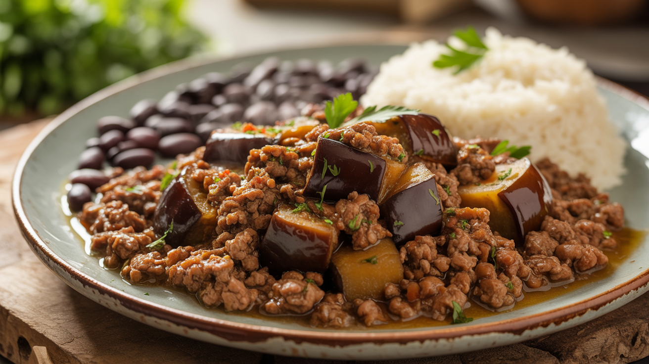 Berinjela com Carne Moída