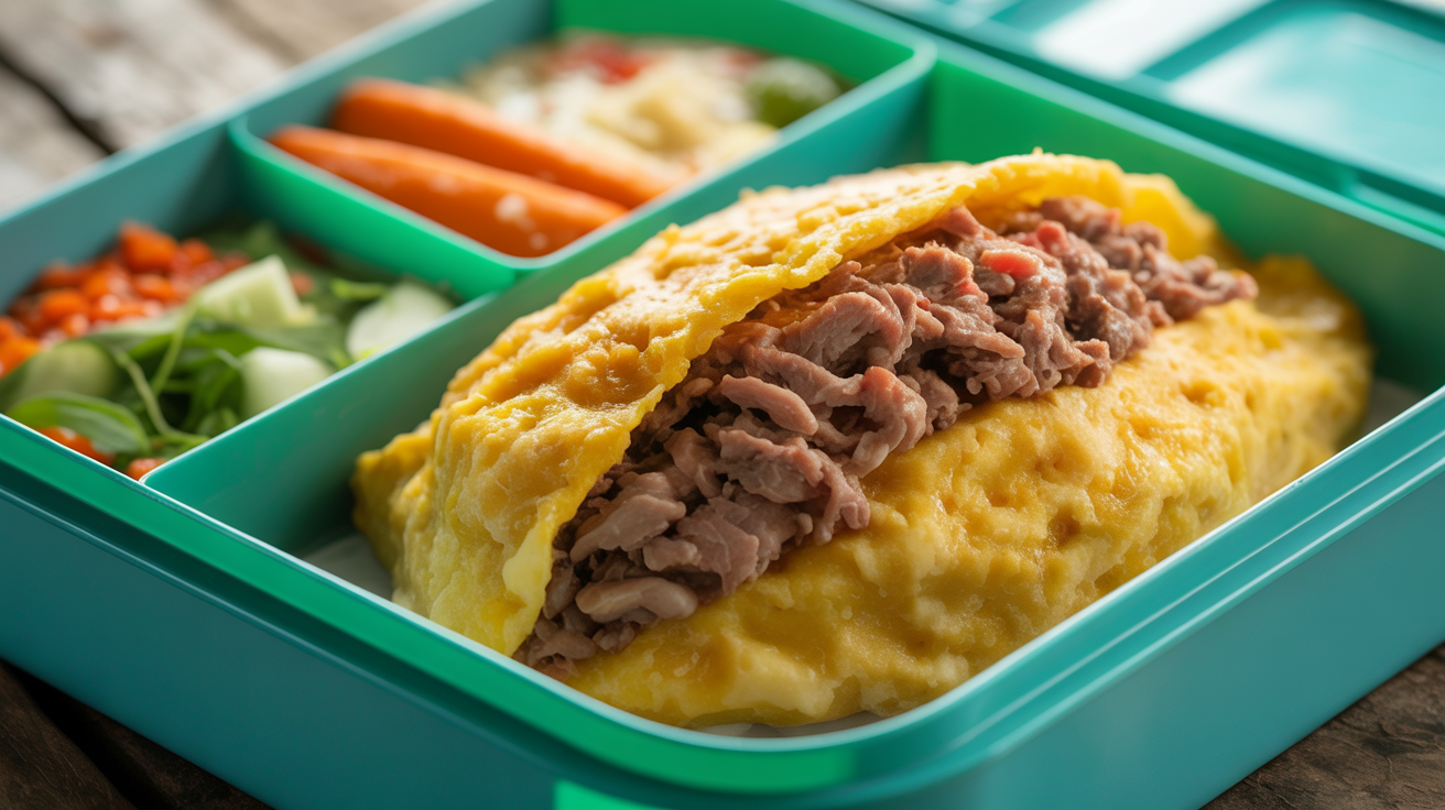 Crepioca recheada com carne magra na Marmita