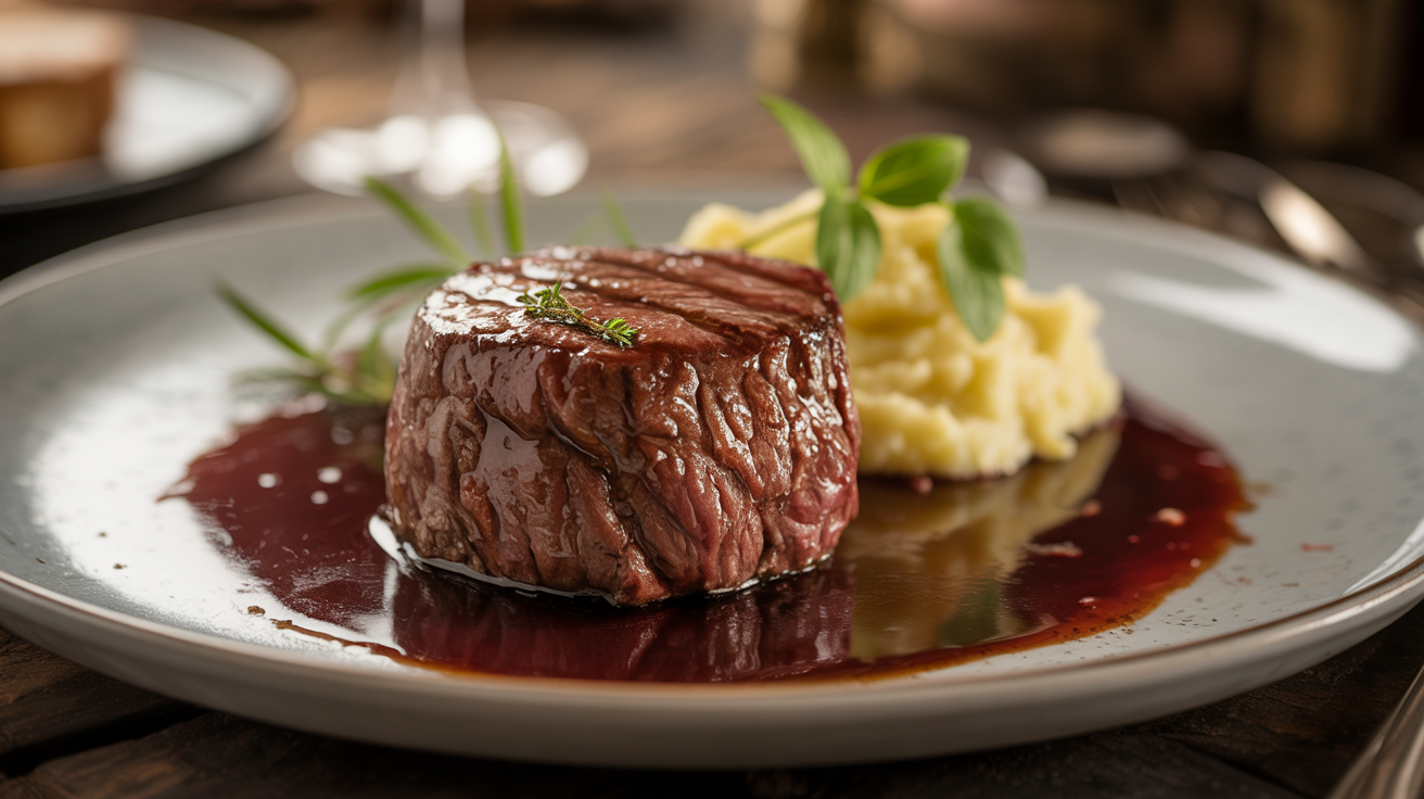 Filé mignon ao molho de vinho