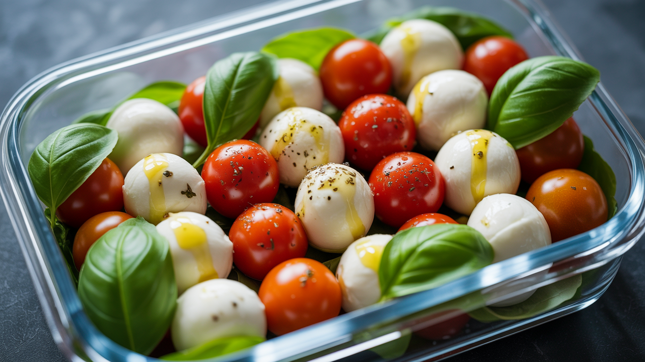 Salada Caprese Proteica na Marmita