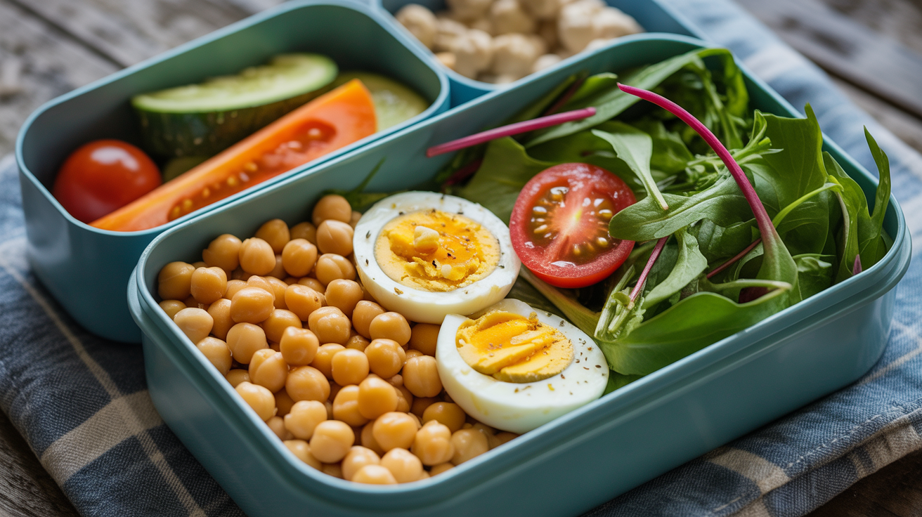  Salada de Grão-de-Bico com Ovo na Marmita