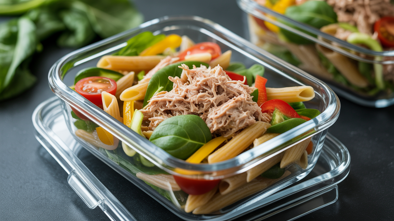 Salada de Macarrão Integral com Atum na Marmita