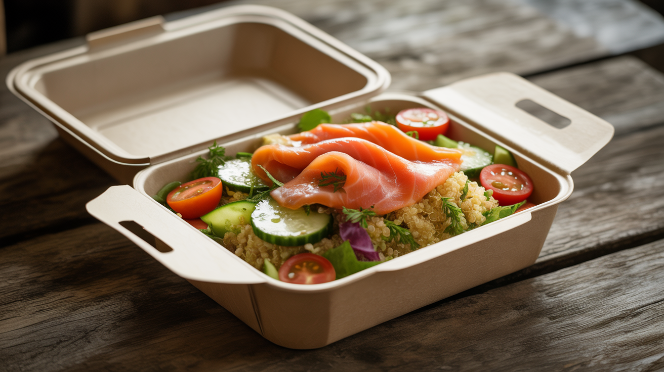 Salada de Quinoa com Salmão Defumado na Marmita