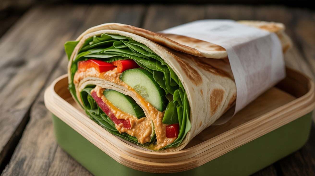 Wrap Vegetariano de Hummus na Marmita