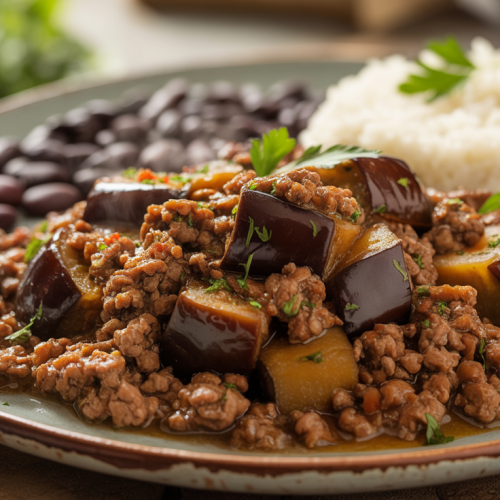 Berinjela com Carne Moída