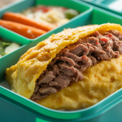 Crepioca recheada com carne magra na Marmita
