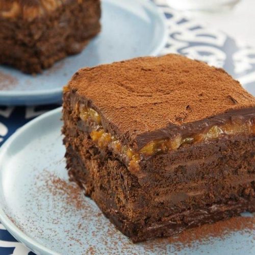 Pavê de Chocolate Amargo com Damasco