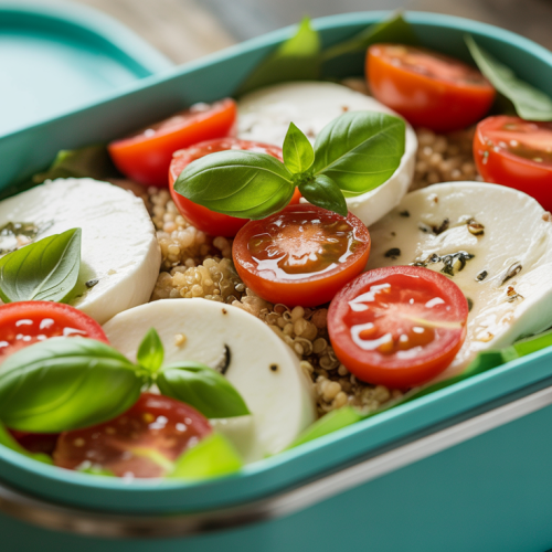 Salada Caprese com Quinoa na Marmita