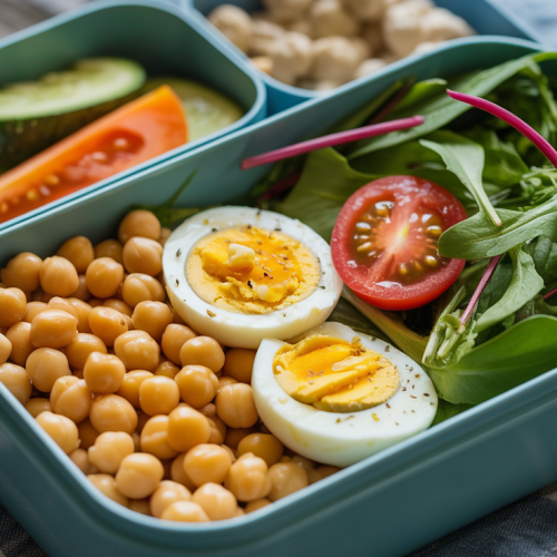 Salada de Grão-de-Bico com Ovo na Marmita