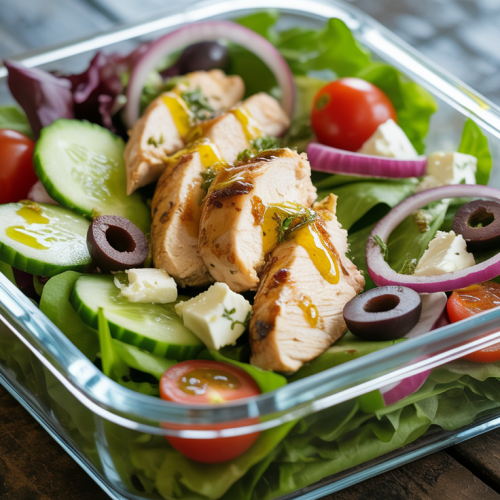 Salada Mediterrânea com Frango na Marmita