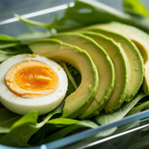 Salada Verde com Ovo e Abacate na Marmita