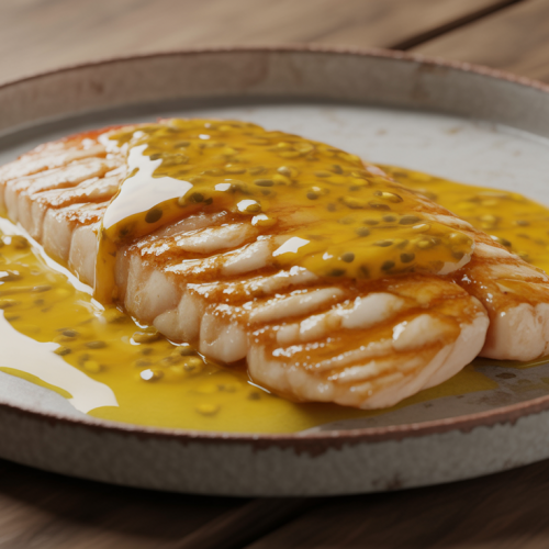 Tilápia grelhada com molho de maracujá e mel