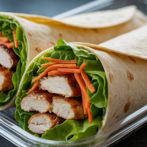 Wrap integral com frango, alface e cenoura ralada (marmita fria)